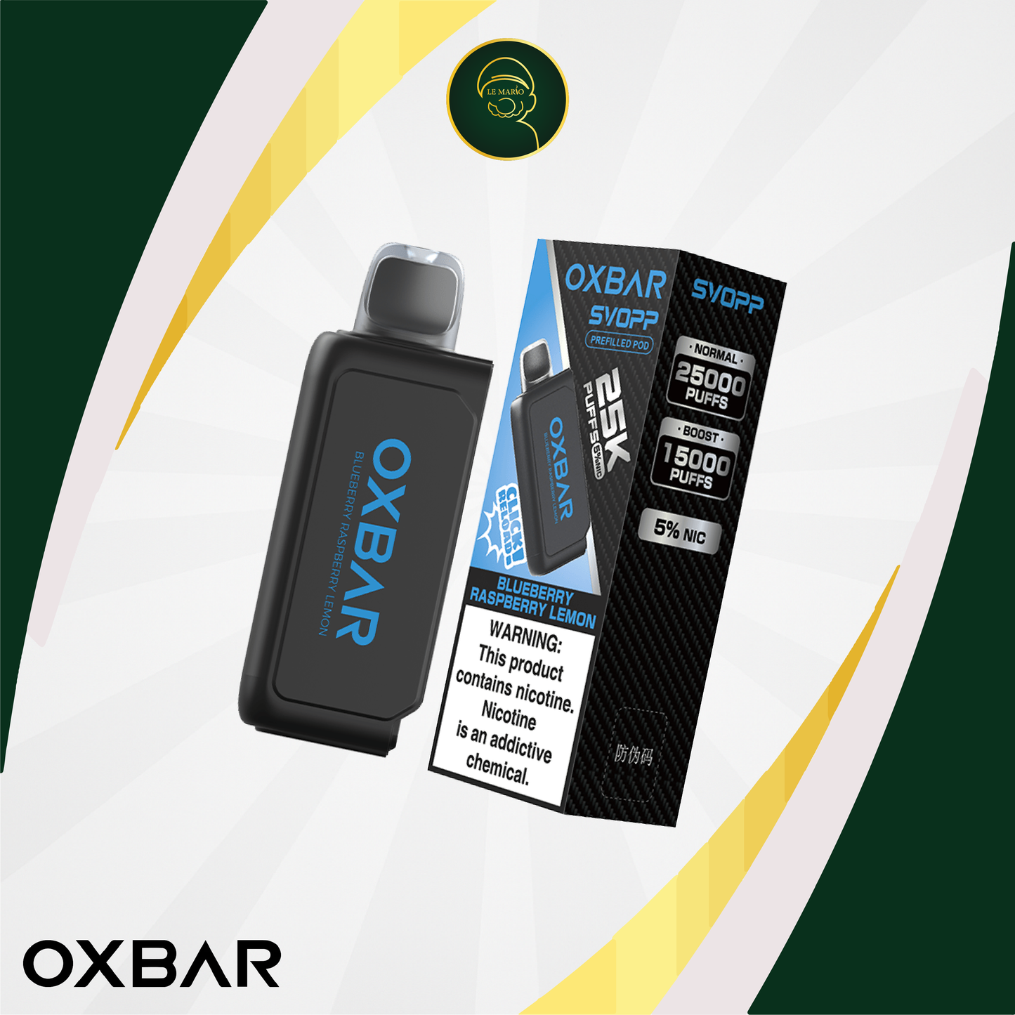 Pod Oxbar Svopp – Jetable Blueberry Raspberry Lemon 5%