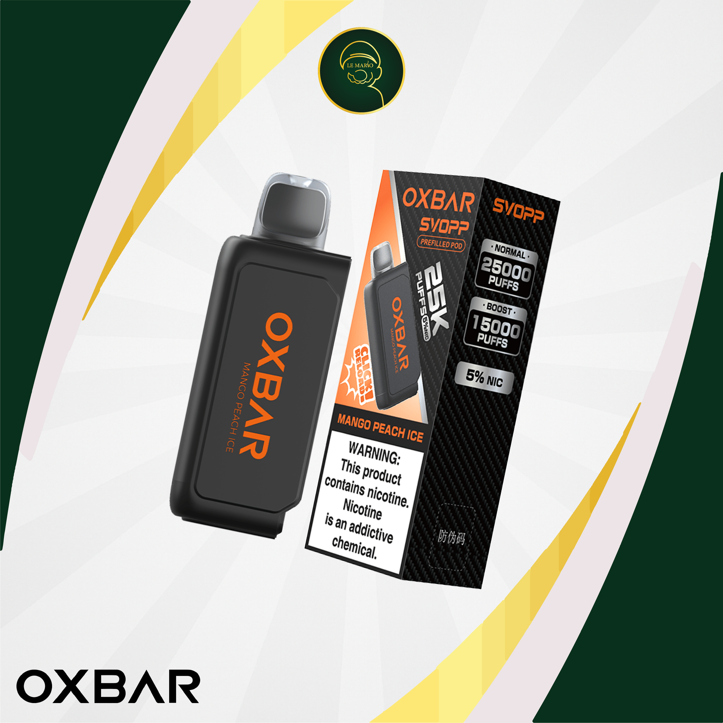Pod Oxbar Svopp – Jetable Mango Peach Ice 5%