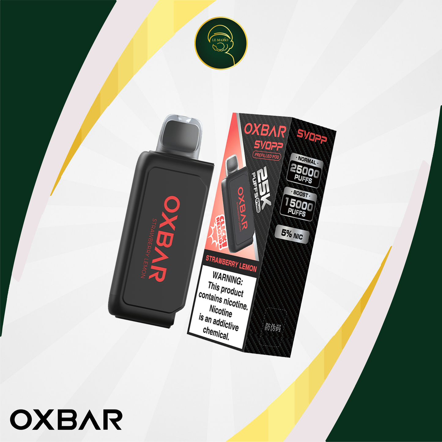 Pod Oxbar Svopp – Jetable Strawberry Lemon 5%