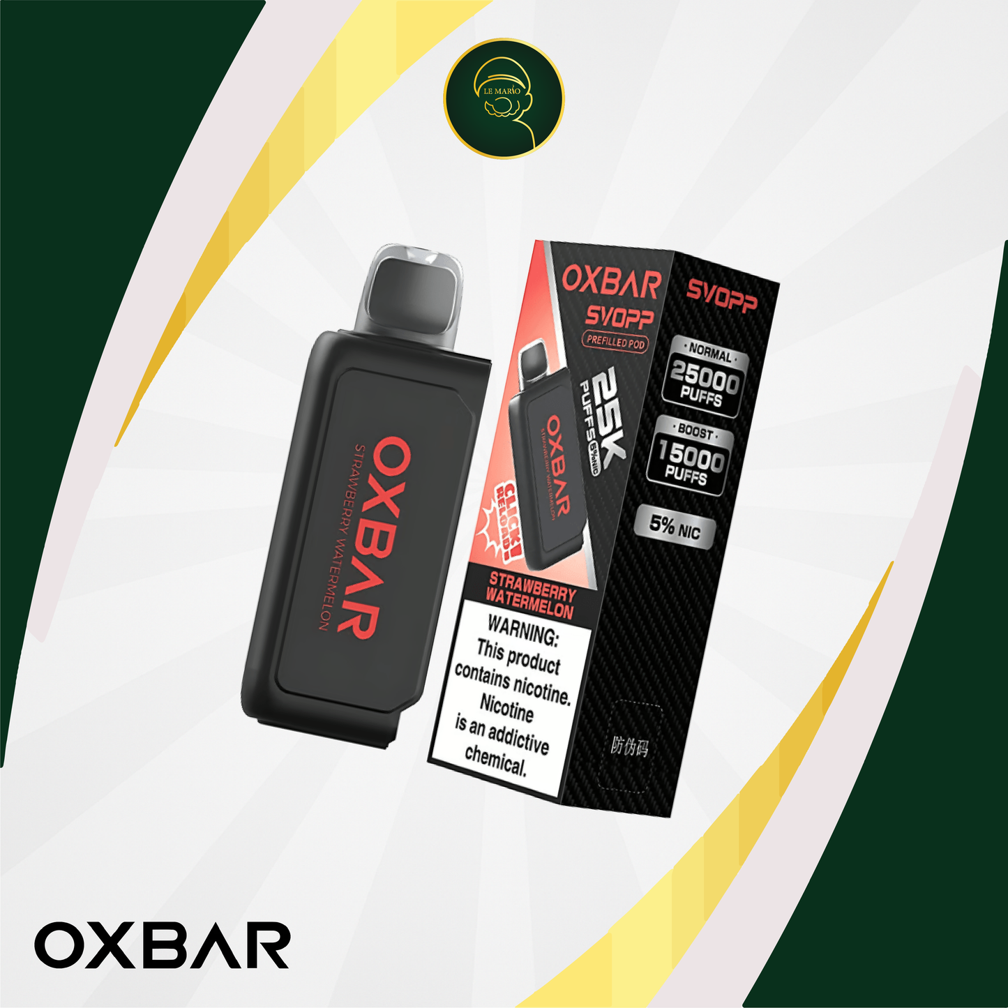 Pod Oxbar Svopp – Jetable Strawberry Watermelon 5%