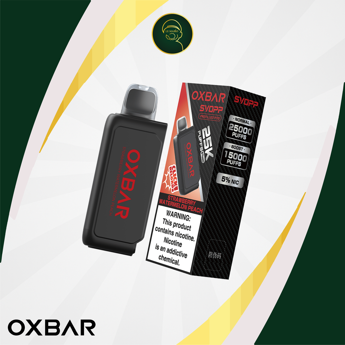 Pod Oxbar Svopp – Jetable Strawberry Watermelon Peach 5%