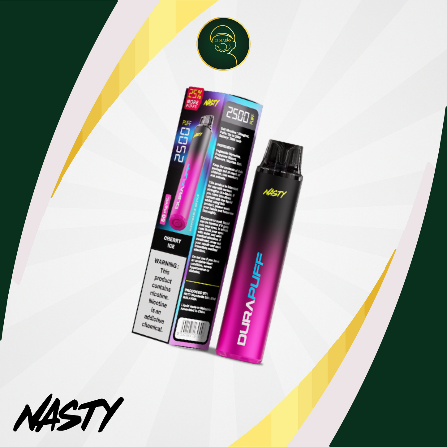 Nasty DuraPuff 2500 Strong- Cherry Ice 50mg
