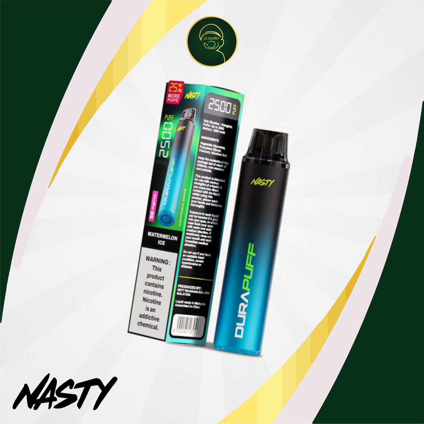 Nasty DuraPuff 2500 Strong- Watermelon Ice 50mg