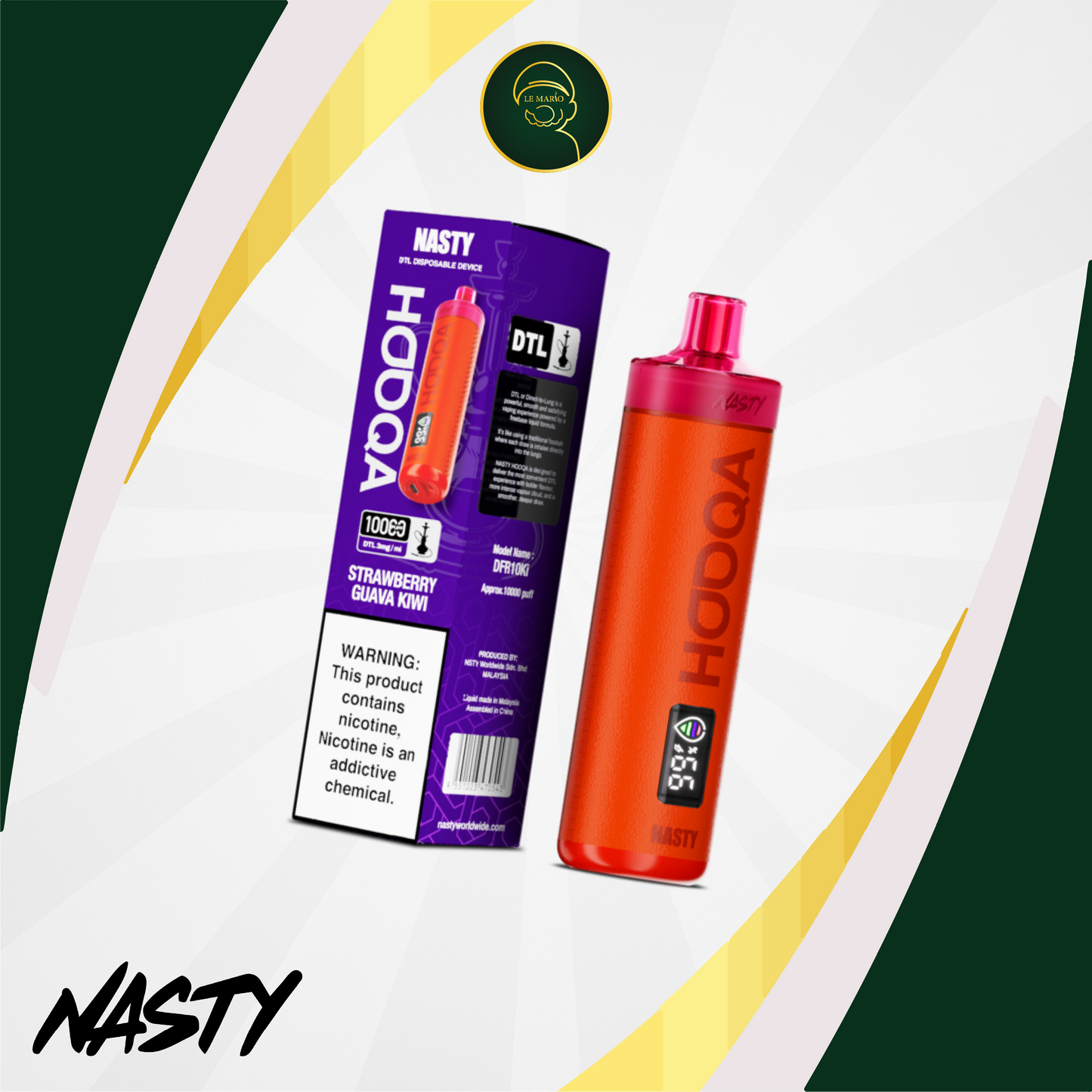 Nasty HOOQA 10K – Strawberry Guava Kiwi 3MG
