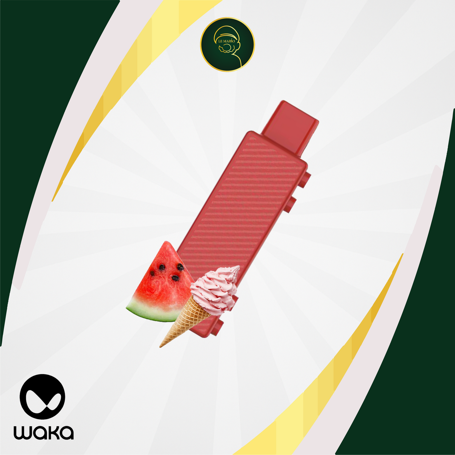 Waka Creator Pod – Watermelon Ice Cream (15 Puffs) | Vape Jetable Maroc Casablanca